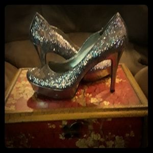 Sparkling Silver Guess Stilletos